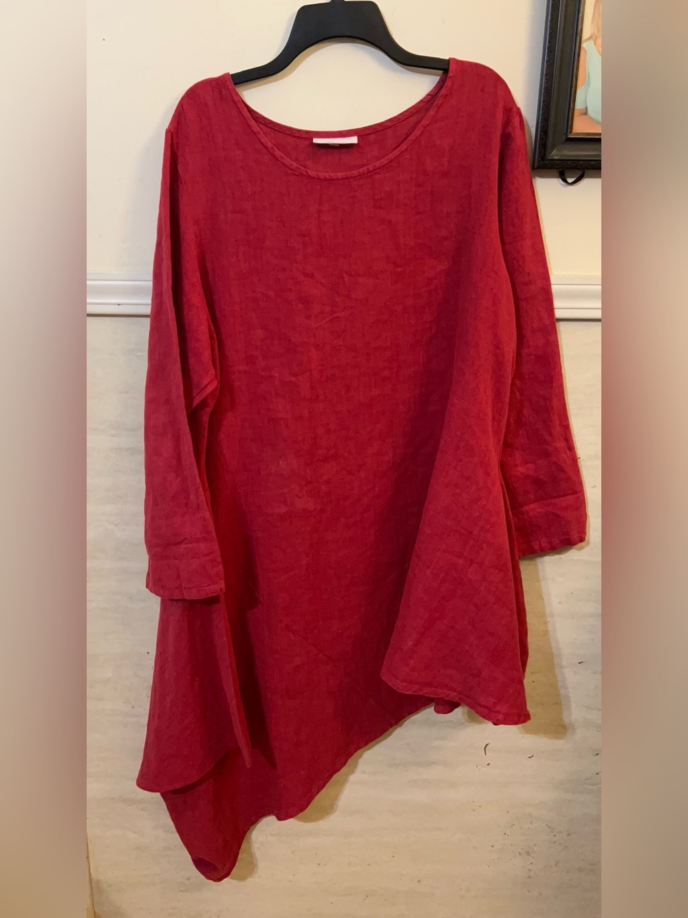Bryn Walker long-sleeved asymmetrical 100% linen tunic.